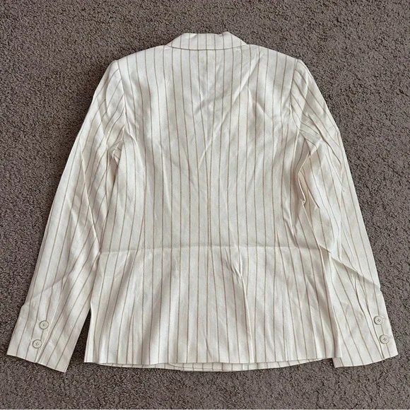 Paige Rosette Stripe Double Breasted Linen Blend Blazer Womens 6 - Picture 13 of 14